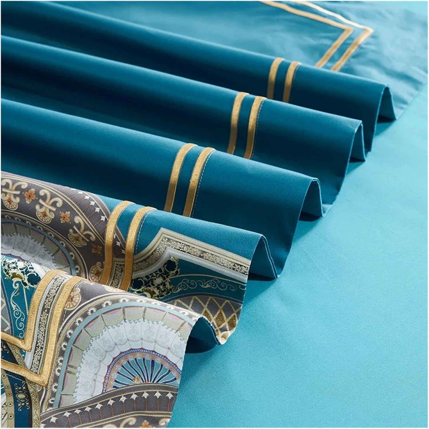 1400TC Egyptian Cotton bedlinen Waves Pattern Bedding Set King Queen Size Bed Linen Duvet Cover Bed Sheet Set Pillowcases,Bed