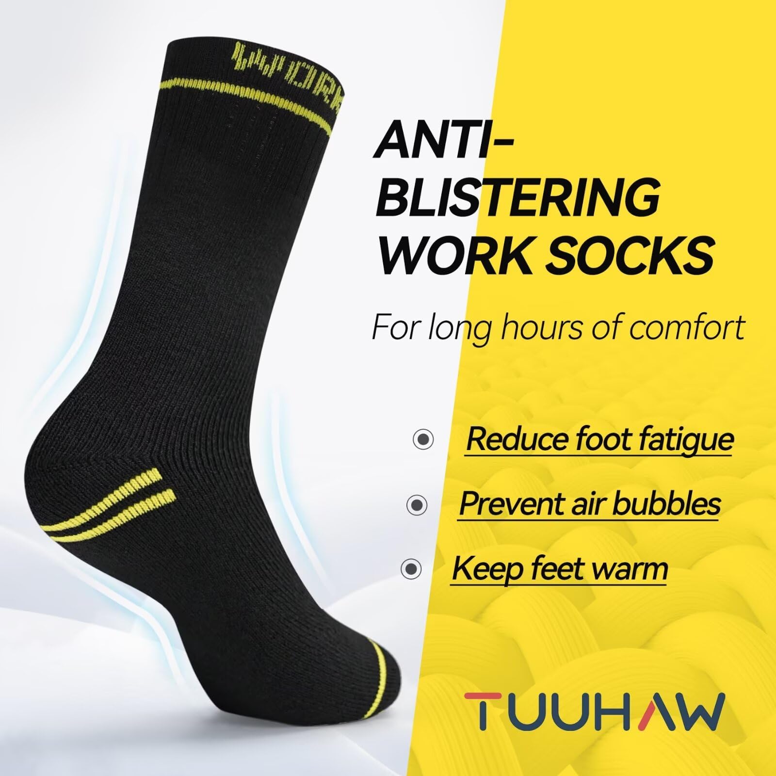 TUUHAW Calze da Lavoro Uomo 10 Paia Lunghe Calzini Uomo Donna Invernali Cotone Calzini Spugna Sportive Work Socks, OEKO-TEX Standard 100