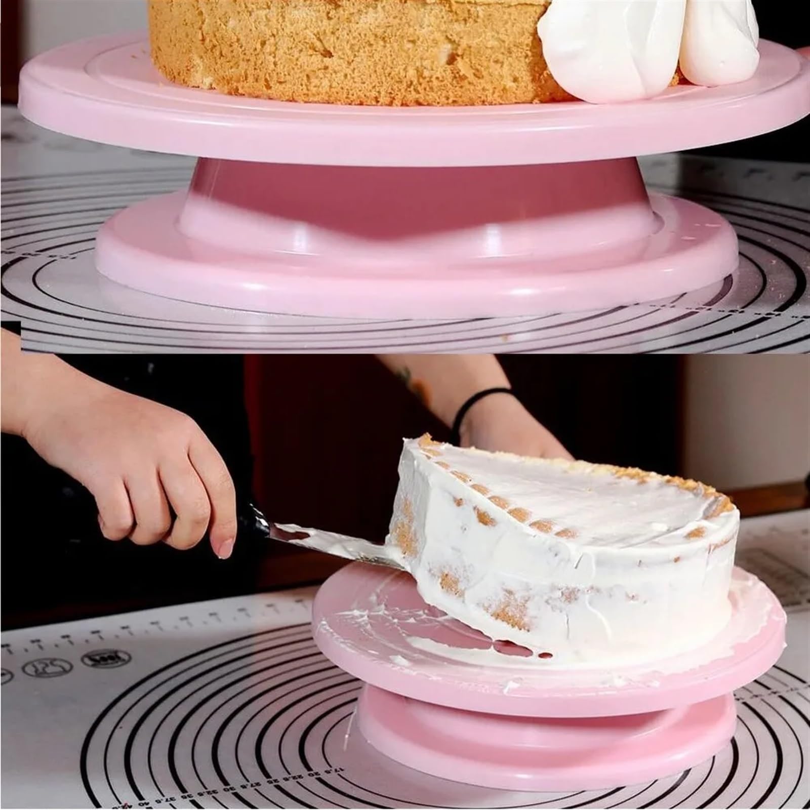 Kuchen drehteller Rotierender Tortendrehteller, runder Tortenteller, rutschfeste Unterseite, drehbarer Dekorationsständer, 360 Grad drehbarer Tortenbodenschaber