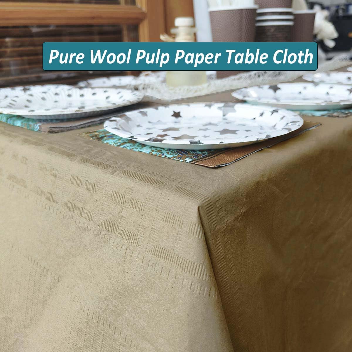 6 manteles desechables para fiestas, 137 x 274 cm, mantel rectangular de papel estraza, impermeable, 3 capas, mantel de plástico para banquetes de cumpleaños, bufés