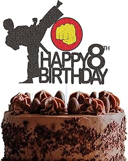 karate 8th Birthday Cake Topper, Taekwondo 8th Boy and Girls Birthday Party Decoration Supplies