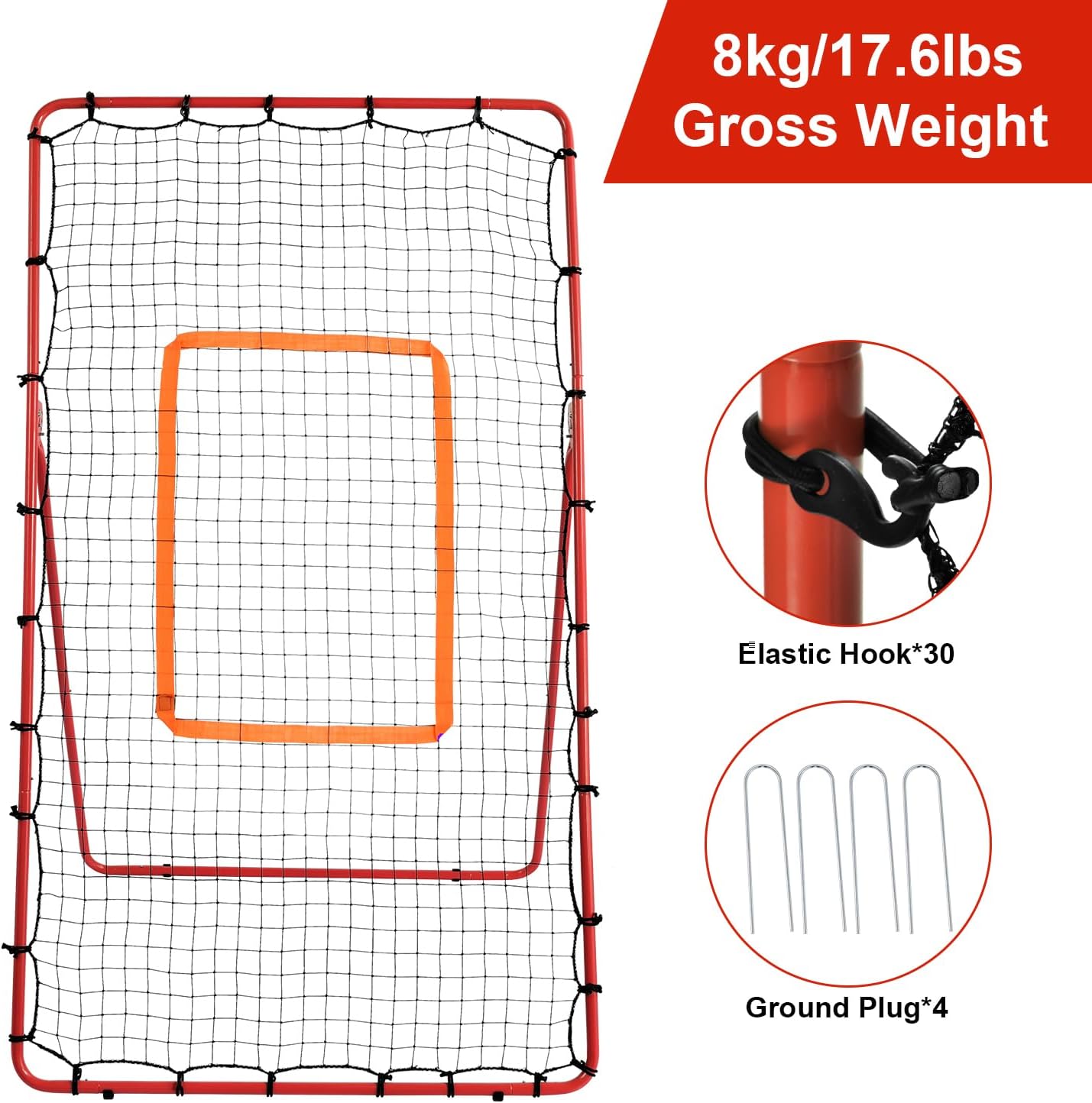 7x4FT Volleyball Rebounder Net | Bounce Back Net 5 Angles Adjustable | Pitch Back Baseball Softball Lacrosses Rebounder | Volleyball Training Equipment, Easy Install, Ideal for Ball Sport Training
