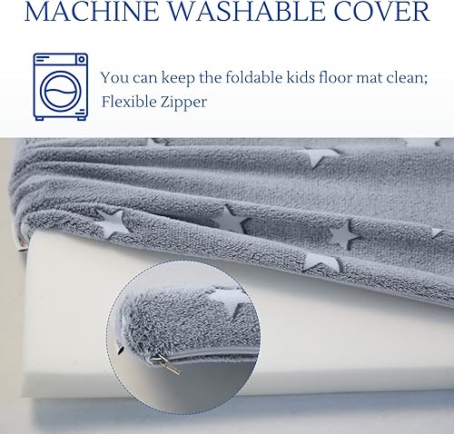 Miniatura 8 de MeMoreCool Tapete de juego de espuma brillante para bebé, alfombra de bebé para área de juegos, tapete de juego plegable para niños, tapete