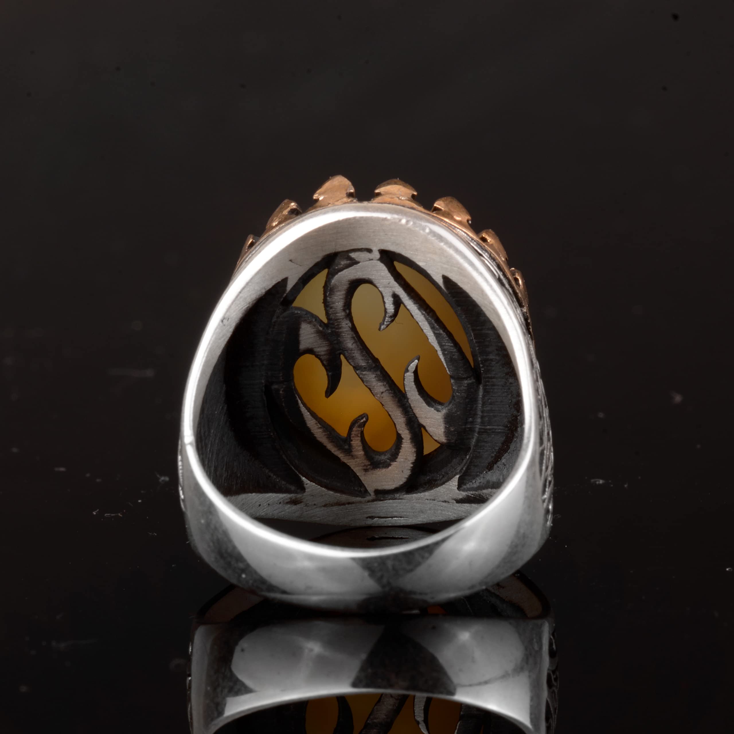 KAMBO Anello da uomo in argento sterling con vero quarzo druso: opzioni di colore giallo vibrante e verde lussureggiante