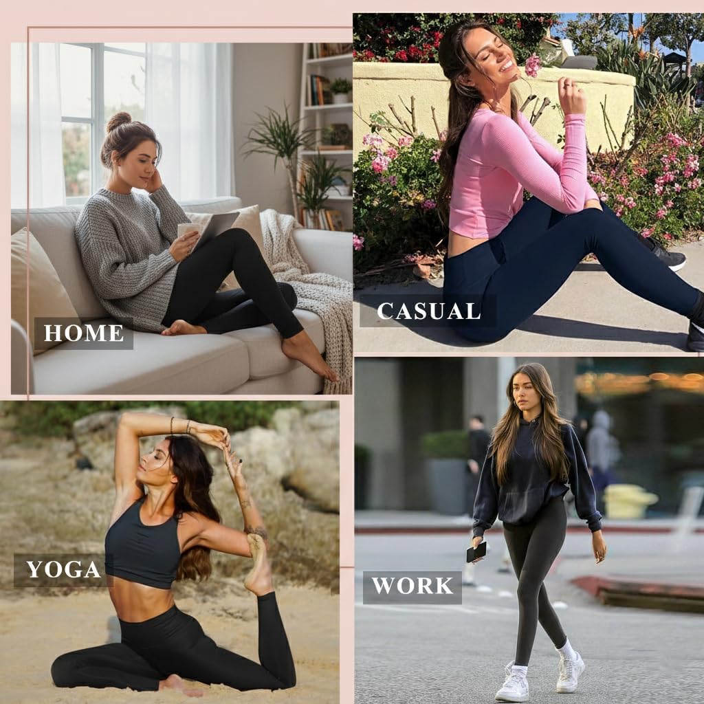 FULLSOFT 7 Pack Leggings for Women - High Waisted Tummy Control Workout Yoga Running Tights Pants - Image 6