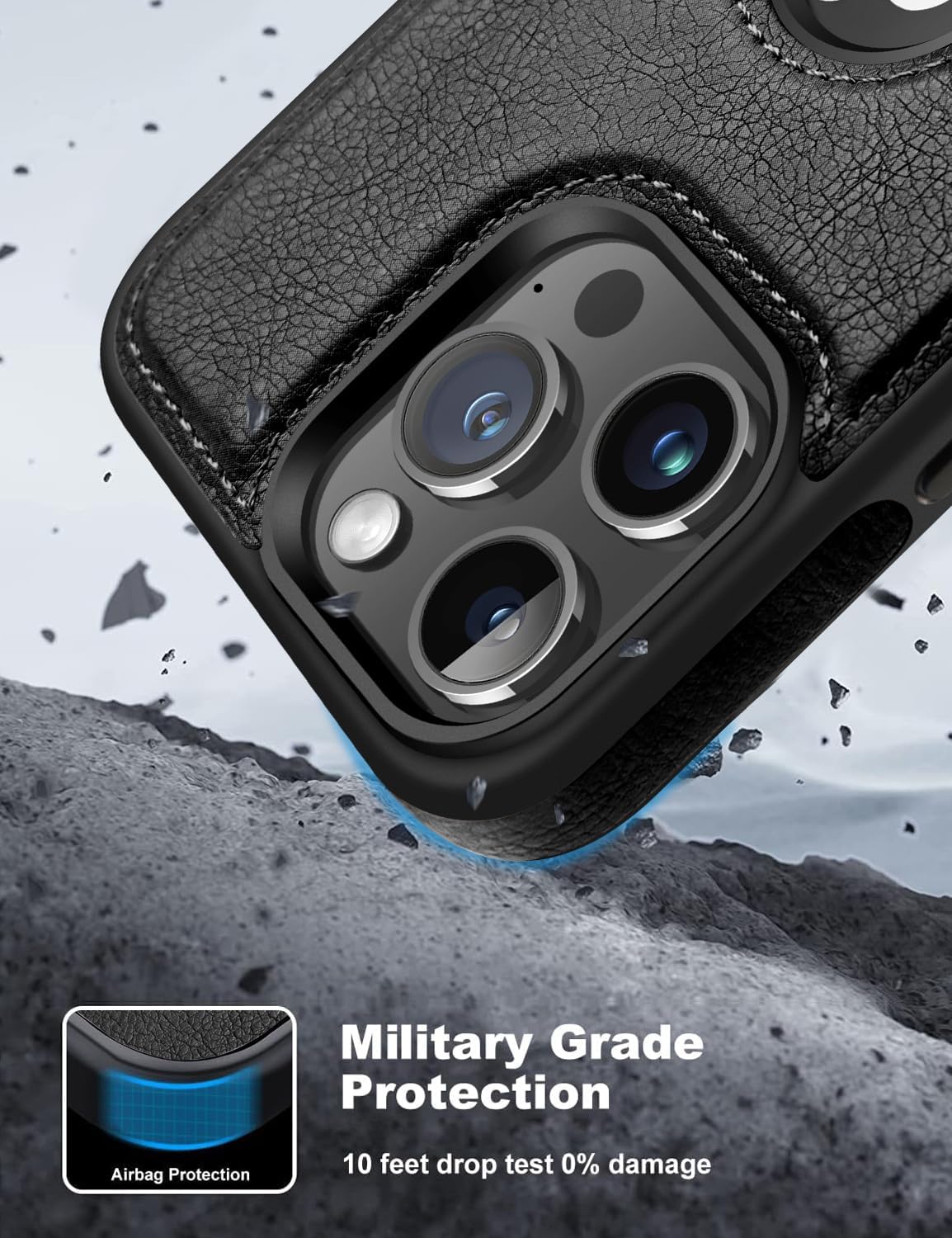 Magnetic for iPhone 16 Pro Leather Case,Built-in Invisible Stand [Compatible with Magsafe] Protective Slim Kickstand Phone Cover Compatible with iPhone 16 Pro (2024) 6.3" (Black) - Image 6