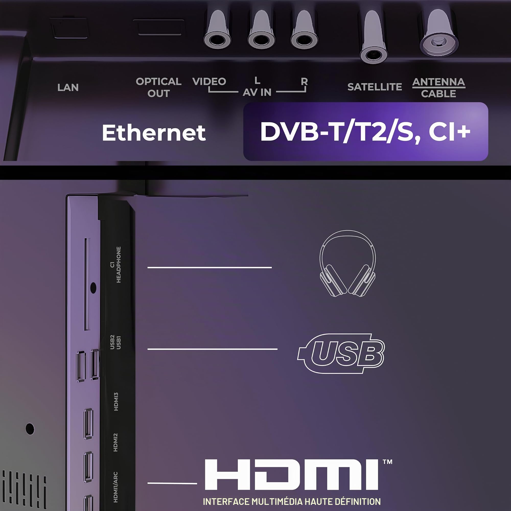 Dune HD Smart TV 55" (2026), QLED 4K UHD Quantum Dots, HDR10 HLG, Whale OS Android, 2+16, Trois Tuners DVB-T/T2/S/S2/C + TV analogique, Contrôle Vocal, AirPlay, Miracast (55, Pouces)