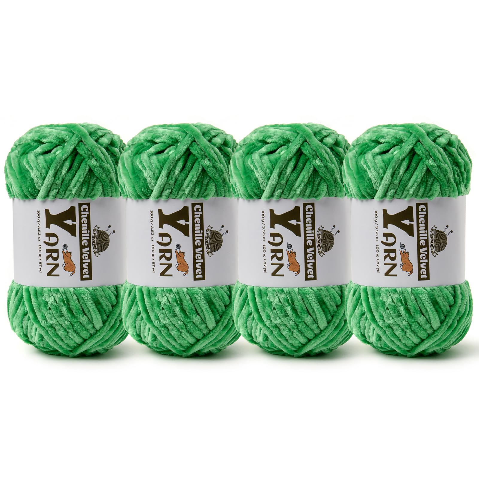 Chenille Crochet Christmas Green Yarn 4 Pack