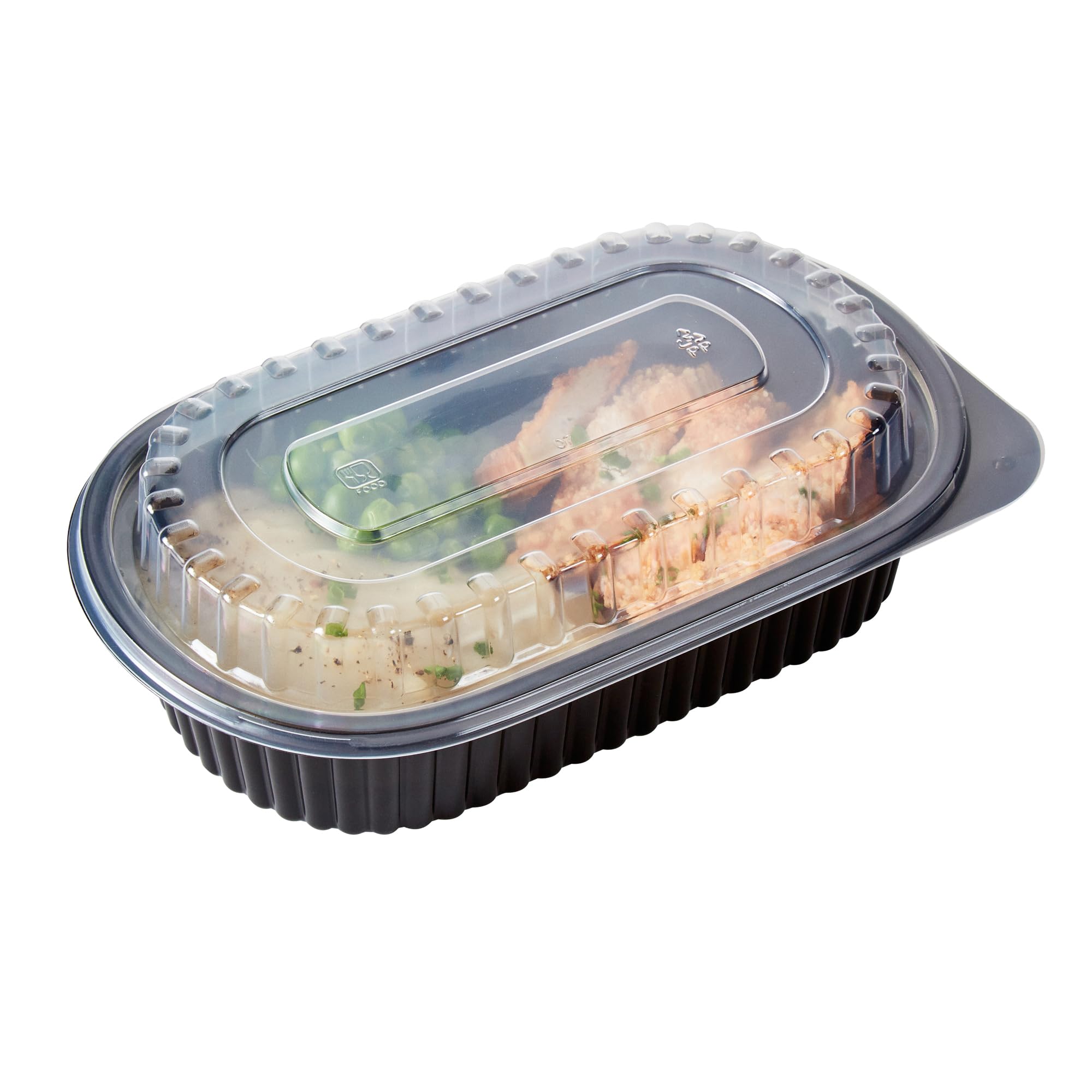 Restaurantware-RW Base 32 Ounce Meal Prep Containers, 100 Microwavable To Go Containers With Lids - Disposable, Freezable, Black Plastic Oval Food Containers, Pack Hot And Cold Food, For Takeaway