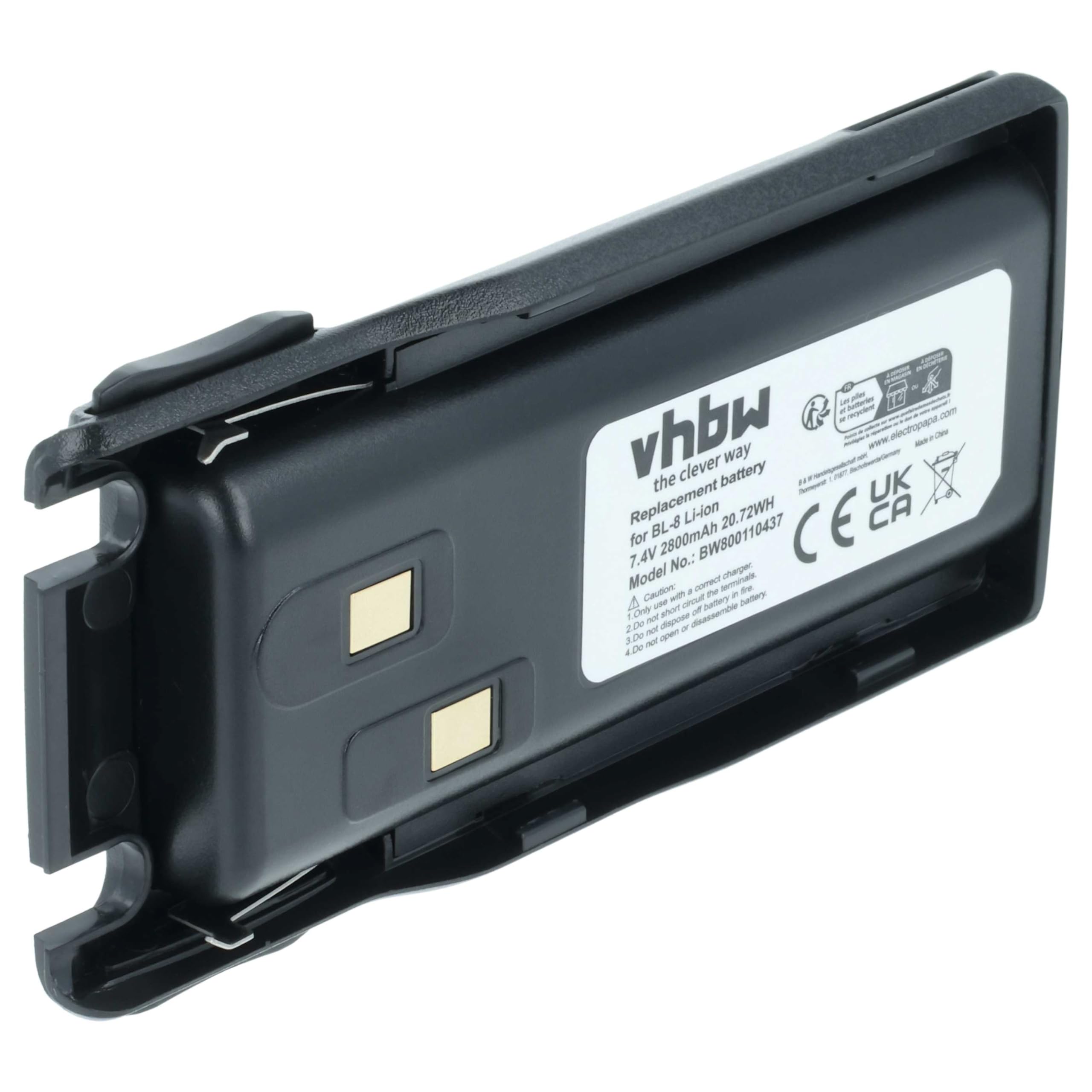 vhbw Bateria zamienna do Baofeng BL-8 do krótkofalówki, Walkie Talkie (2800 mAh, 7,4 V, litowo-jonowa)