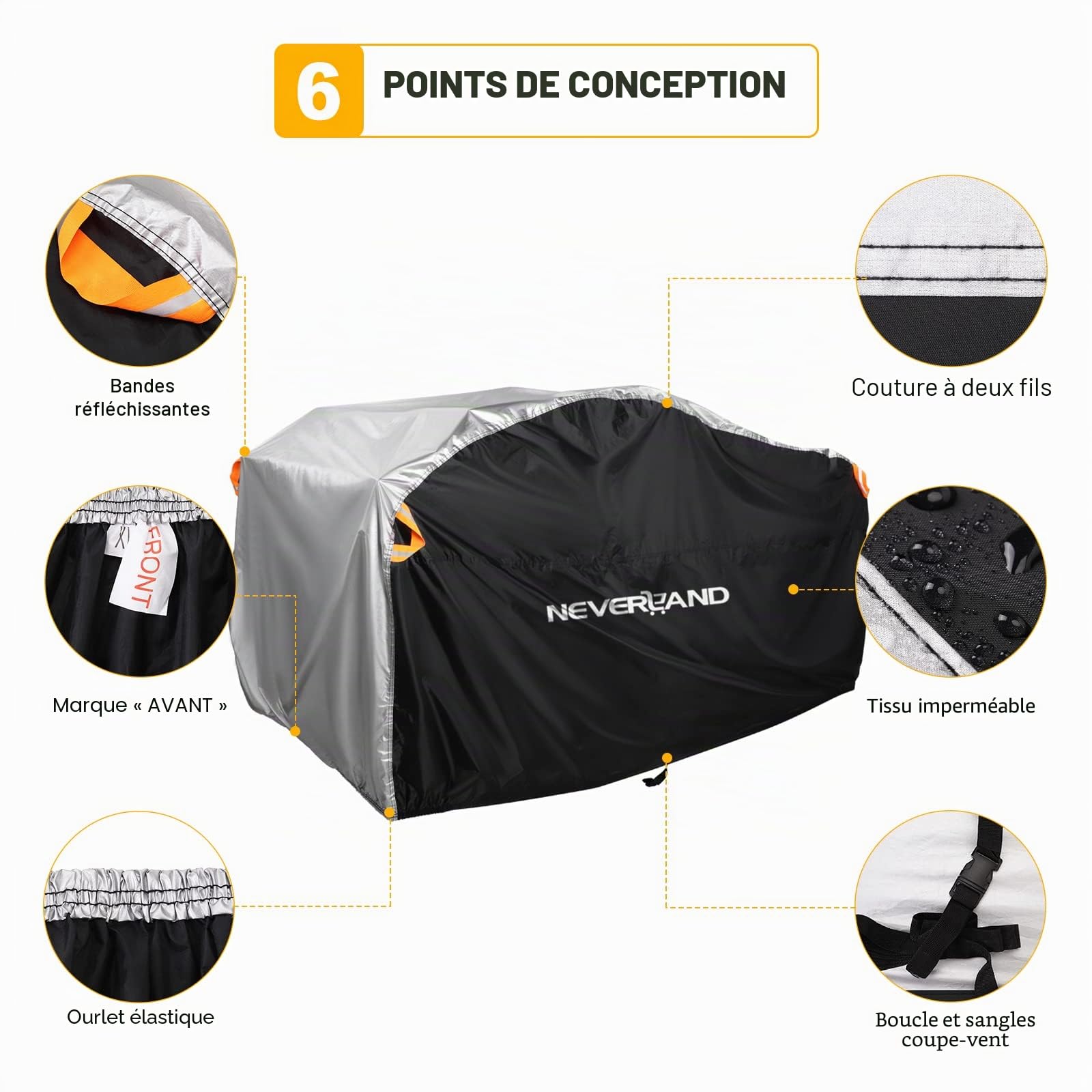 NEVERLAND Bâche ATV Imperméable, Housse pour Quad 210x120x115cm | Housse de Quad ATV Double Face en Polyester Résistant, Protection Extérieure Neige, Pluie, UV, Poussière