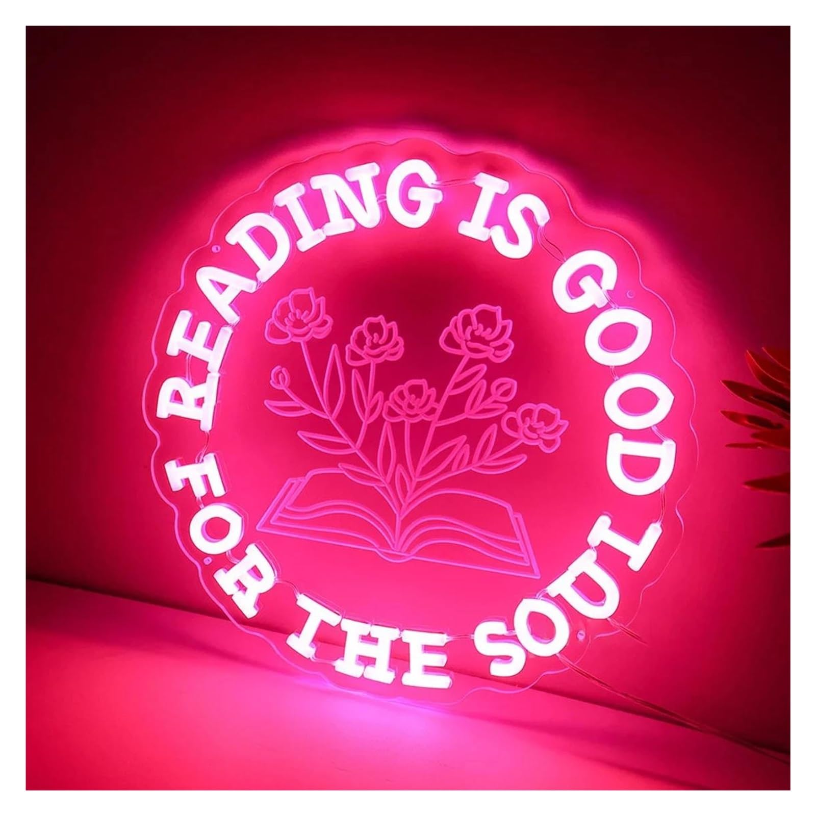SHOUXI Sign Lamp Reading is Good for The Soul Neon Sign Bedroom Home Library Wall Decor Reading Corner 50cm(A)