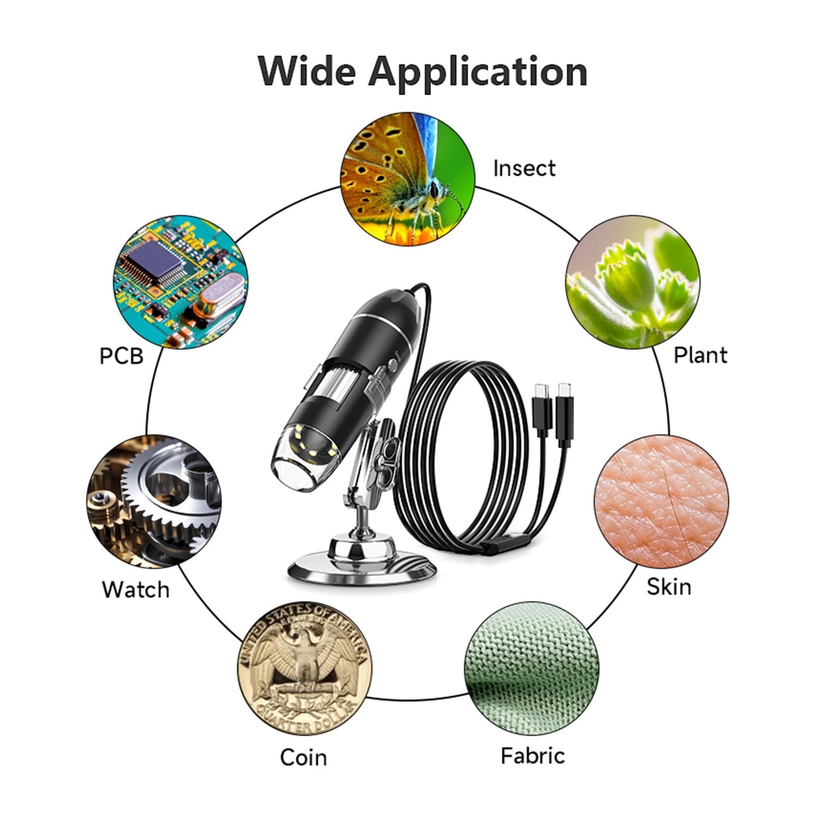 USB Microscope 1600X Zoom 1920P HD Electronic Digital Microscopes For Soldering With 8 LEDs Compatible With IO/S & Andro/d