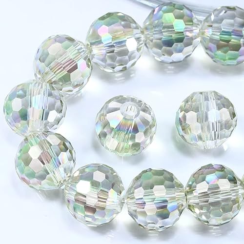 Miniatura 1 de Cuentas de cristal redondas de 0.394 pulgadas para la fabricación de joyas, cuentas de cristal facetadas color verde primavera para manualidades,