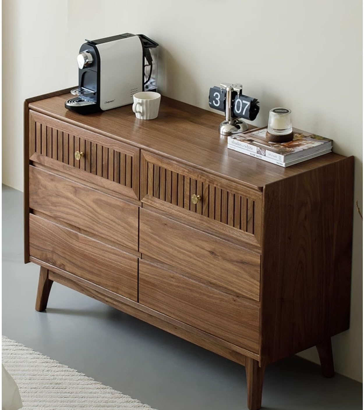 Cabinet for Dishes Black Walnut Six-drawer Chest Of Drawers Nordic Of Storage Bedroom Sideboard Living Room Wall Decorative Furniture