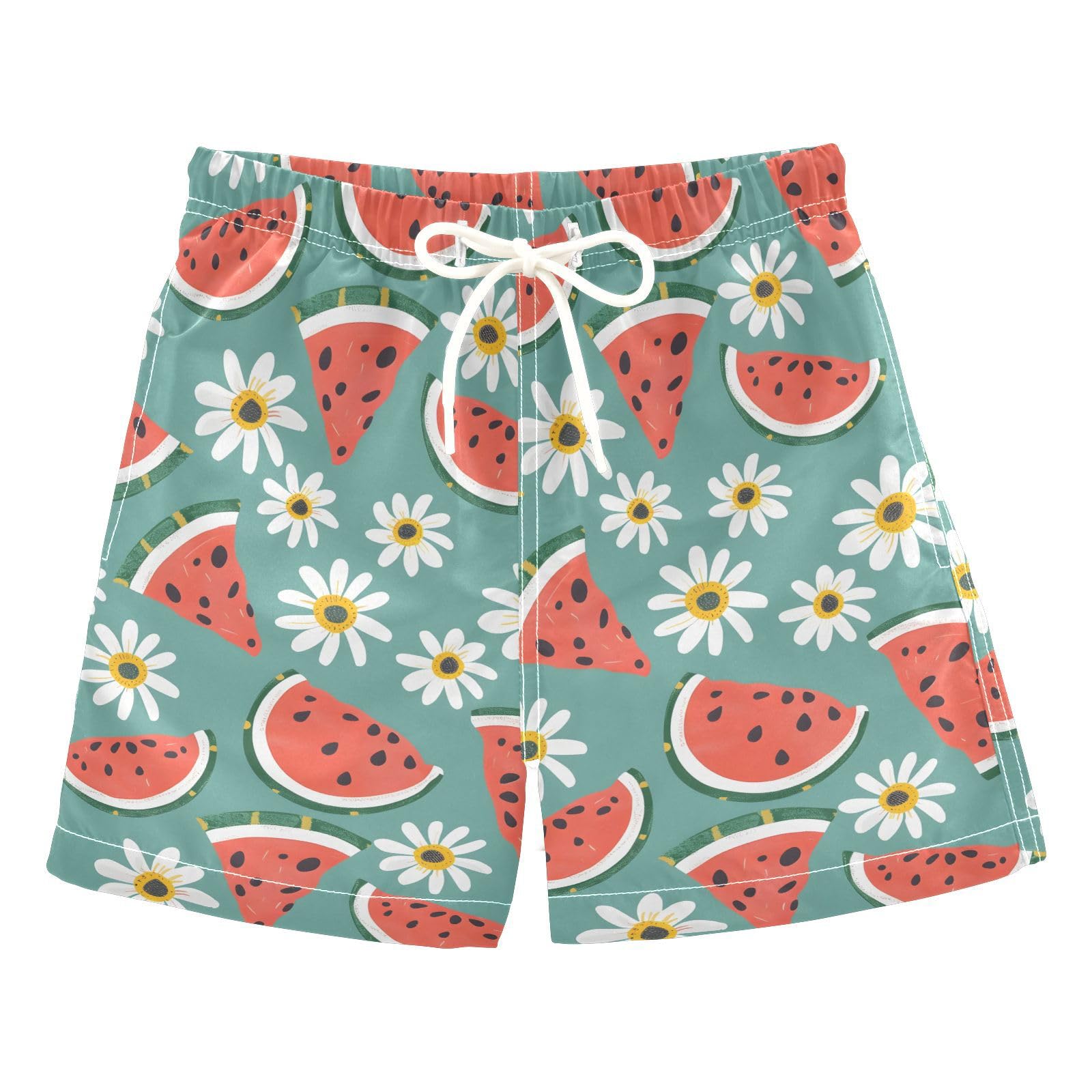 ALAZA Watermelon Daisy Floral Boys' Swim Trunks Beach Shorts Quick Dry Swimsuit 2T