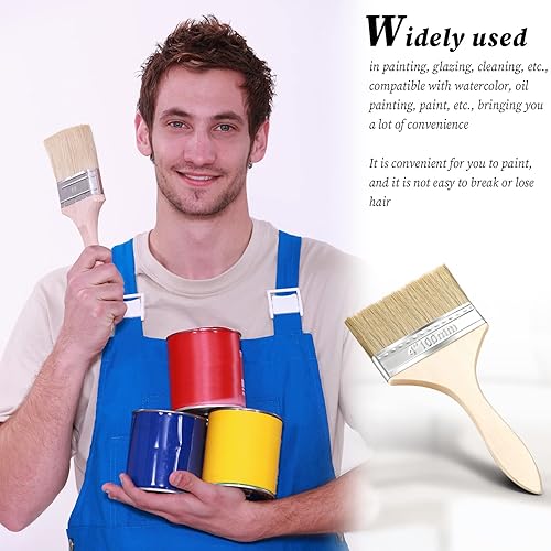 Miniatura 4 de 96 pinceles de pintura para pared, pinceles de pintura a granel, cerdas naturales con mango de madera para pintar, juegos de pinceles planos para