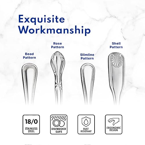Miniatura 6 de New Star Foodservice 58840 - Juego de cubiertos con diseño de rosa (3 piezas, acero inoxidable), Vajilla, Plateado