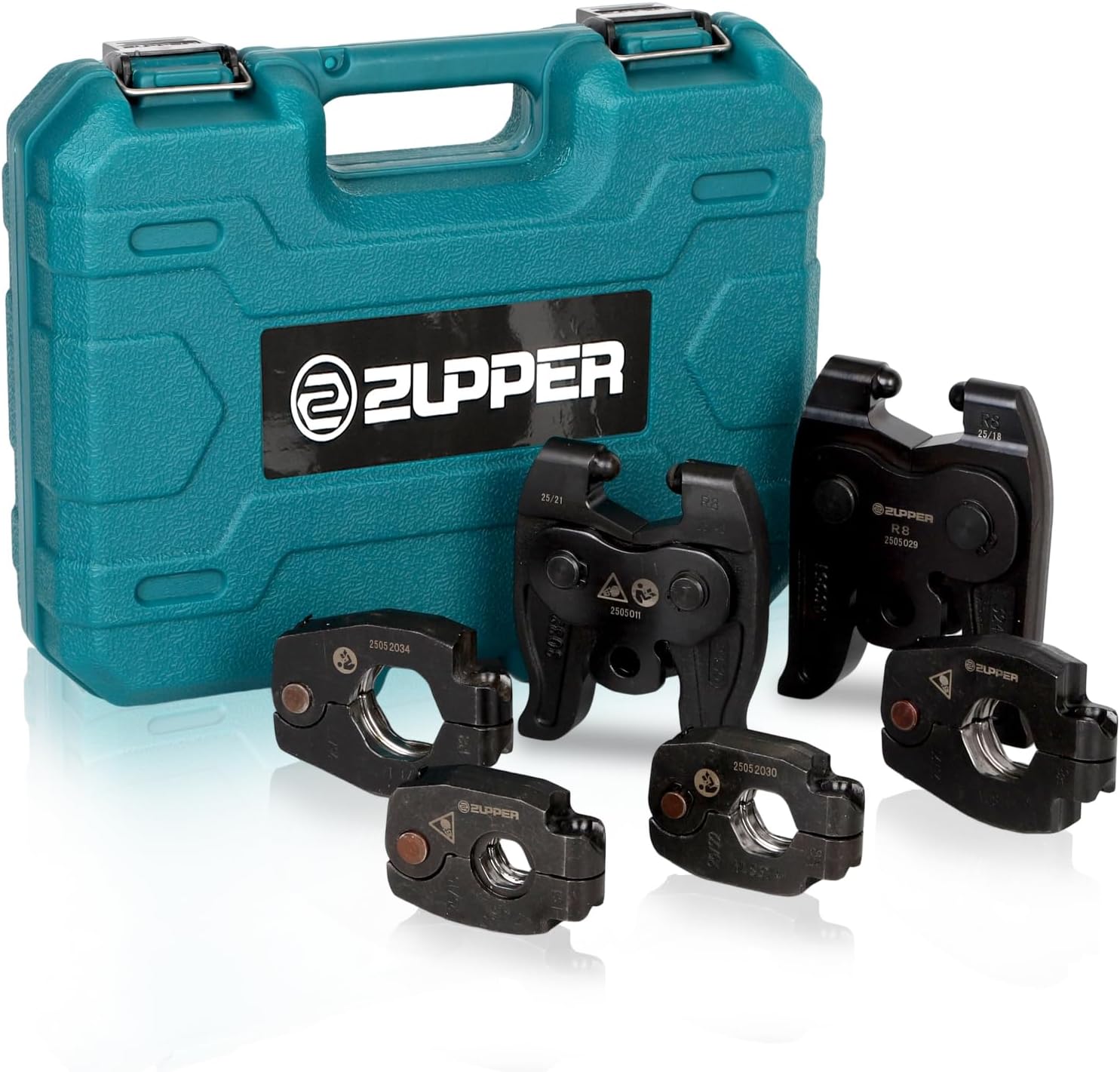 ZUPPER 4PCS Copper Press Rings 1/2" to 1-1/4", 2Pcs R8 Rotating Adaptors R8-24 and R8-3240 Suit for Narrow,Angled Installation Areas Compatible with Press Tools(24kN and 32kN)