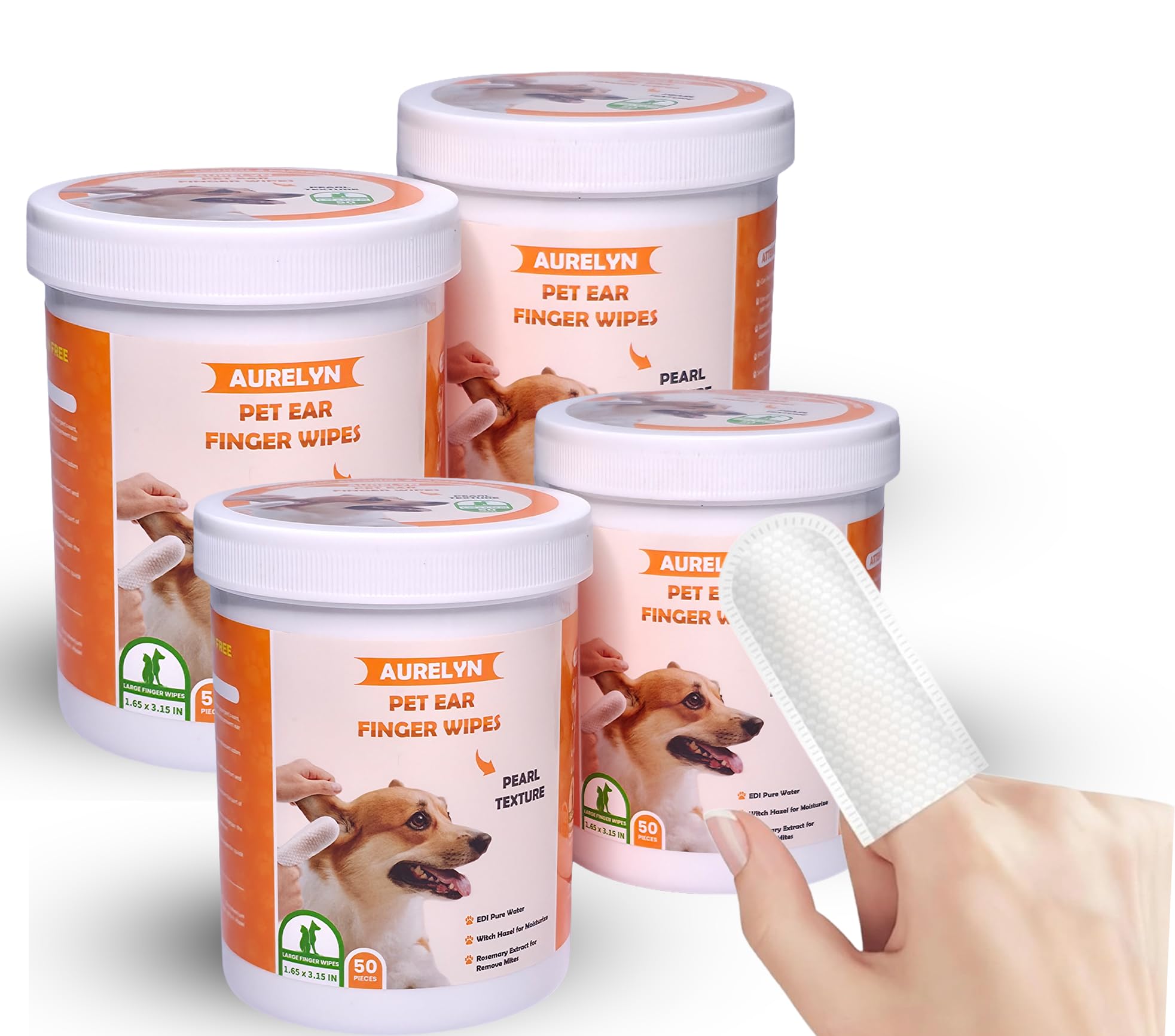 Aurelyn Dog Ear Cleaner – 200 Dog Ear Wipes Gently Remove Wax & Dirt | Ear Cleaner for Dogs UK | Ear Wipes for Dogs Biodegradable Cat Ear Cleaner Wipes