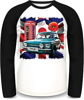 Hillman Imp T Shirt, Hillman Imp Long Sleeve T Shirt, Men's Top, Baseball Long Sleeve Top with Raglan sleeves