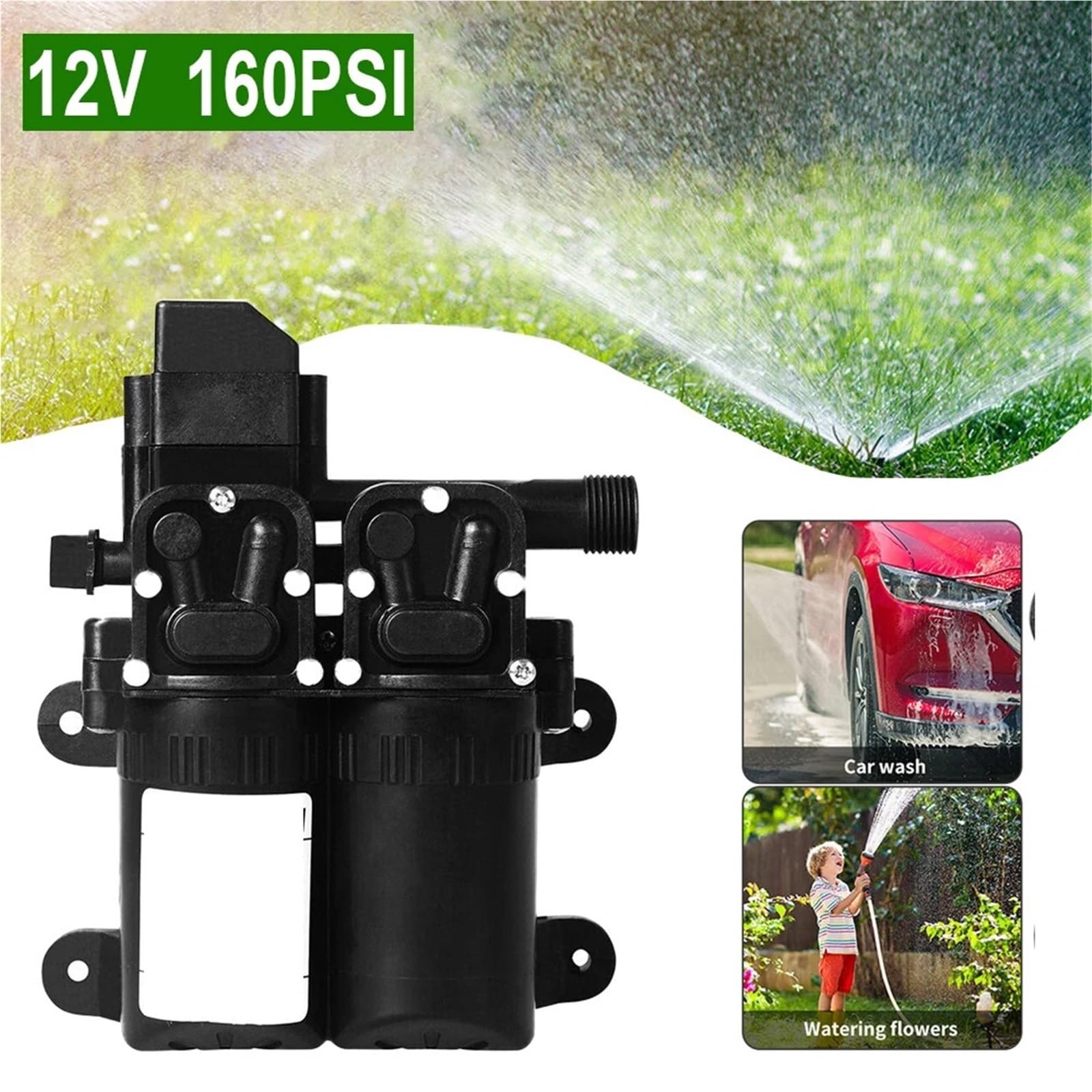 Pompa membranowa Pompa wodna membranowa 160 PSI 12 V, wysokociśnieniowa, samozasysająca, elektryczna, wielofunkcyjna pompa wodna 5,5 l/min