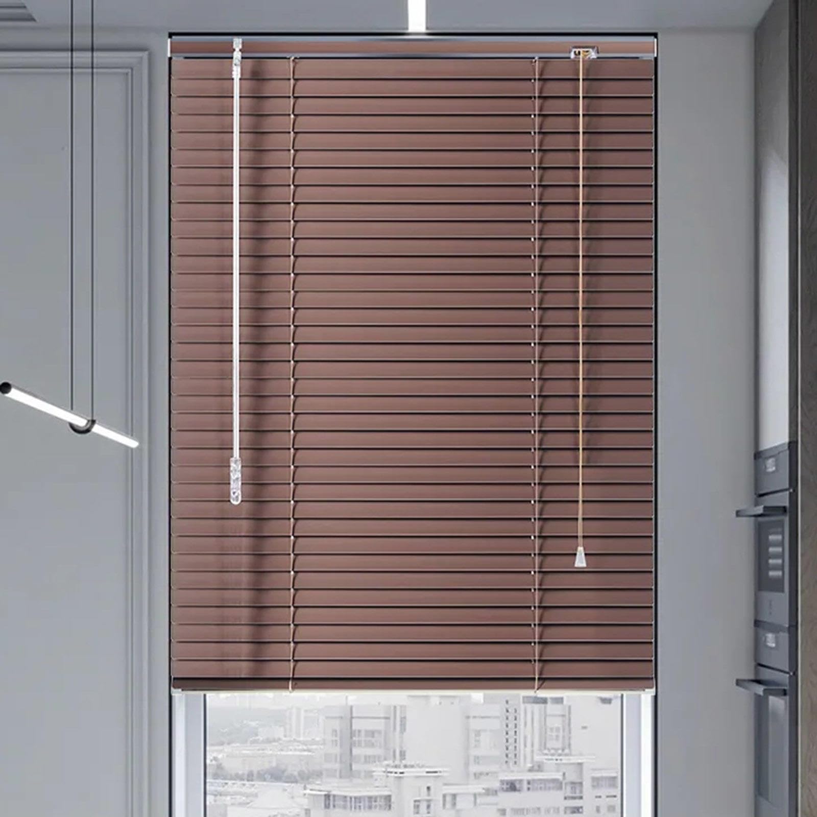 Persianas venecianas de aluminio gris de 25 mm y 55x120 cm para ventanas de interior