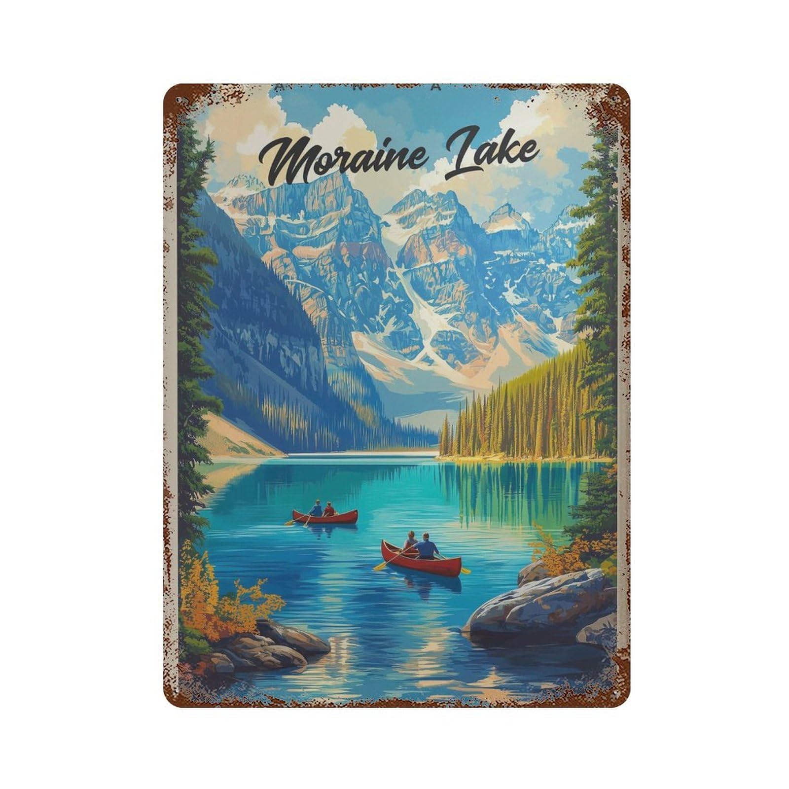 xiaoxiaoshen Moraine Lake Travel Banff British Columbia Wall Decor Art Metal Tin Poster Modern Home Decor Art Home Bar Shop Decorations Vintage Sign 40x30cm