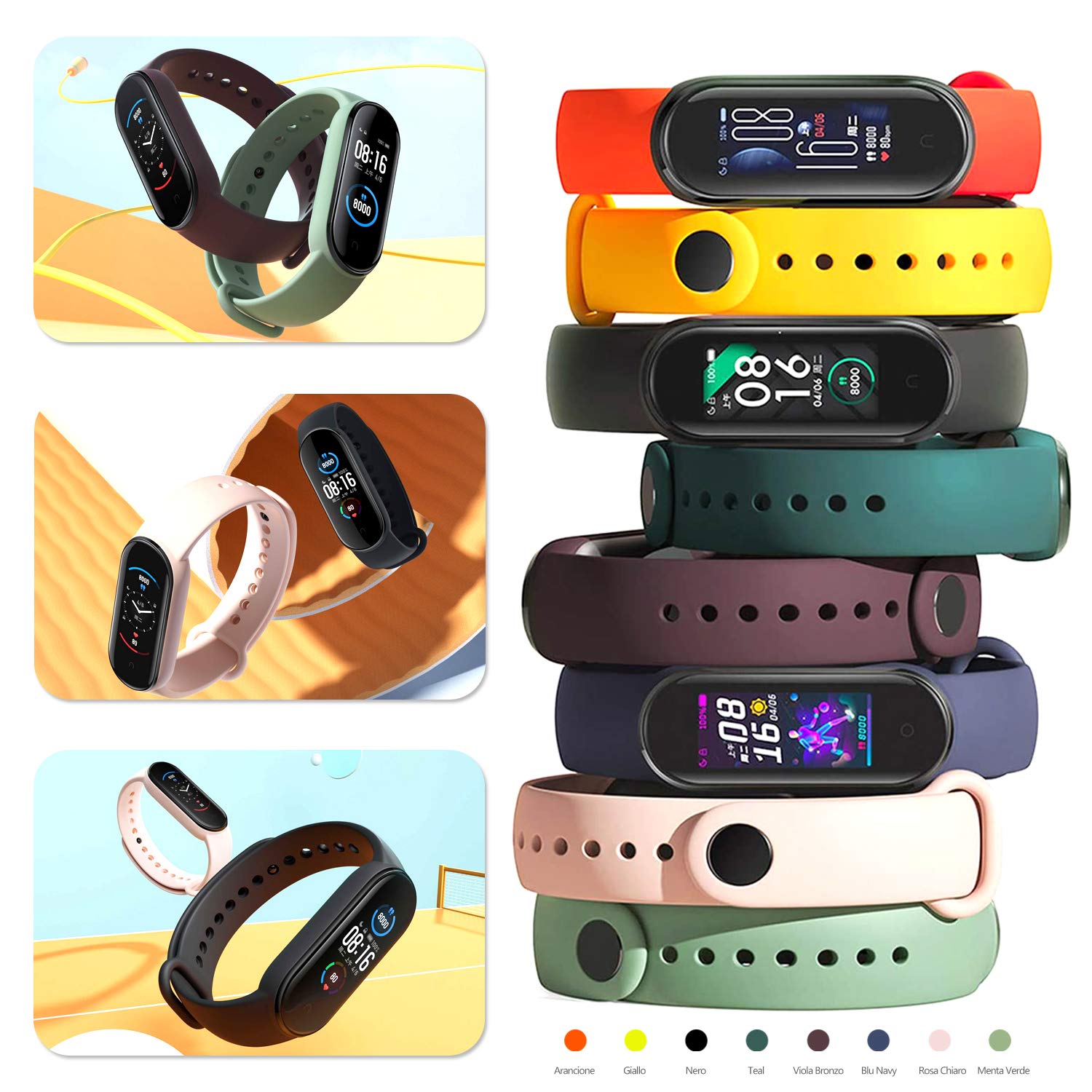 BANGTING 20 Pezzi Cinturino Compatibile con Xiaomi Mi Band 7 / 6 / 5 e Amazfit Band 5, Braccialetto Ricambio Cover Mi Fit 6 (20 Colori)