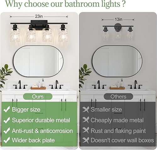 Miniatura 49 de Lámparas de baño de 3 luces, luces de tocador de latón para baño con pantallas de vidrio transparente, modernos apliques de pared de baño