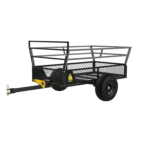 Miniatura 8 de Gorilla Carts Remolque ATV de alta resistencia, cama grande de 25 pies cúbicos, capacidad de carga de 1400 libras, color negro, carrito volquete de