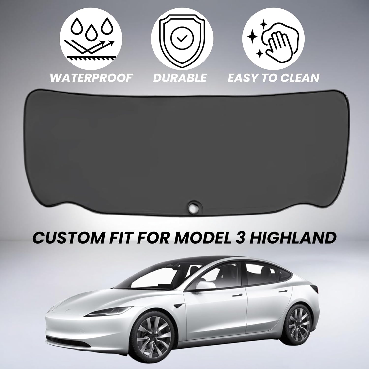 Rear Trunk Protective Tailgate Mat for Tesla Model 3 Highland- Weatherproof & Scratch Resistant Black Leather Pad Liner