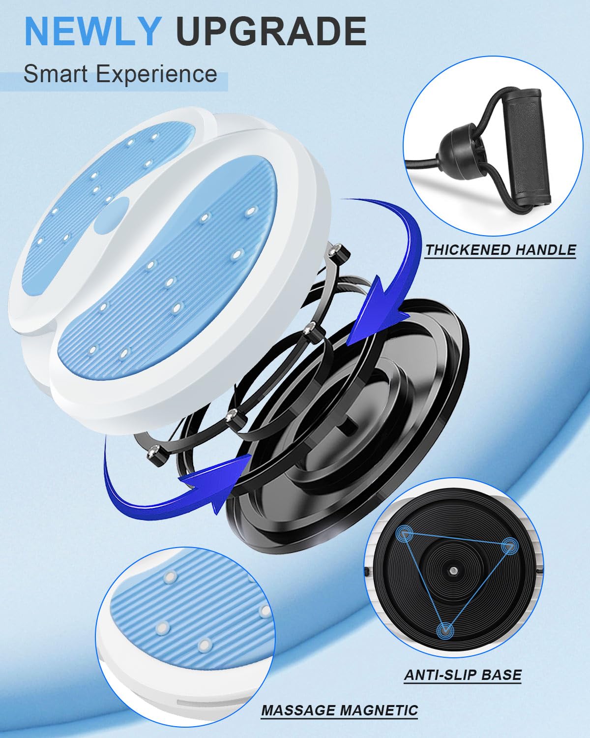 MAIKEHIGH Twist Disque de Taille, Taillentwister Disque de Torsion Fitness Maison avec Corde de Traction Multifonctionnel Massage des Pieds Corps Twist Waist Disc Board - Bleu