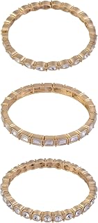 Daisy Fuentes Gold Tone 3pc Stretch Bracelet Setwith CZ Stones
