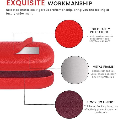 Miniatura 69 de molshine Estuche rígido de cuero para lentes de sol, funda clásica para gafas grandes para mujeres y hombres,Gafas de sol