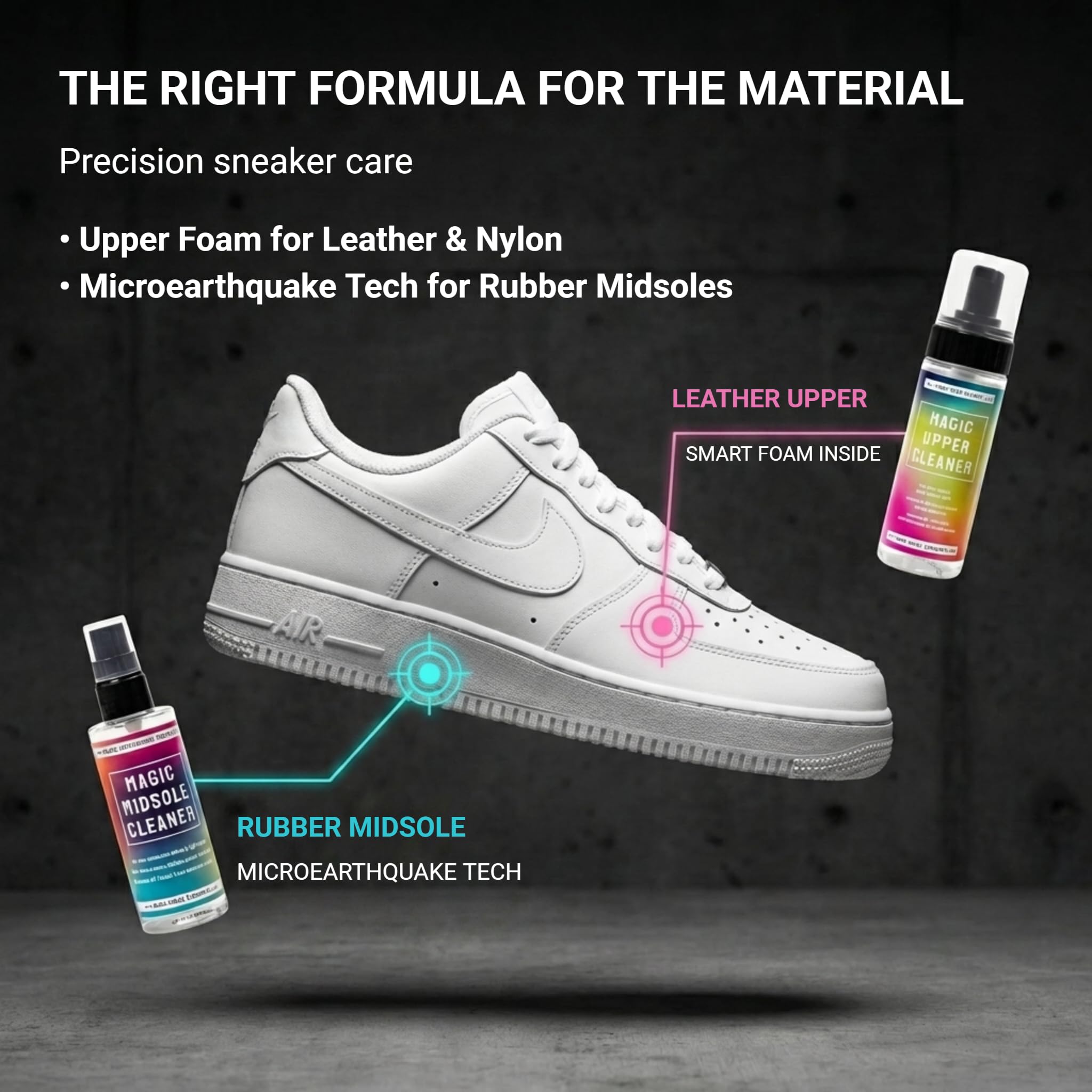 Bama Zestaw do czyszczenia butów, zestaw do czyszczenia sneakersów, 1 x Magic Midsole Cleaner 100 ml + 1 x Magic Upper Cleaner 150 ml + 1 x ściereczka do czyszczenia gratis, Magic Cleaning Set..