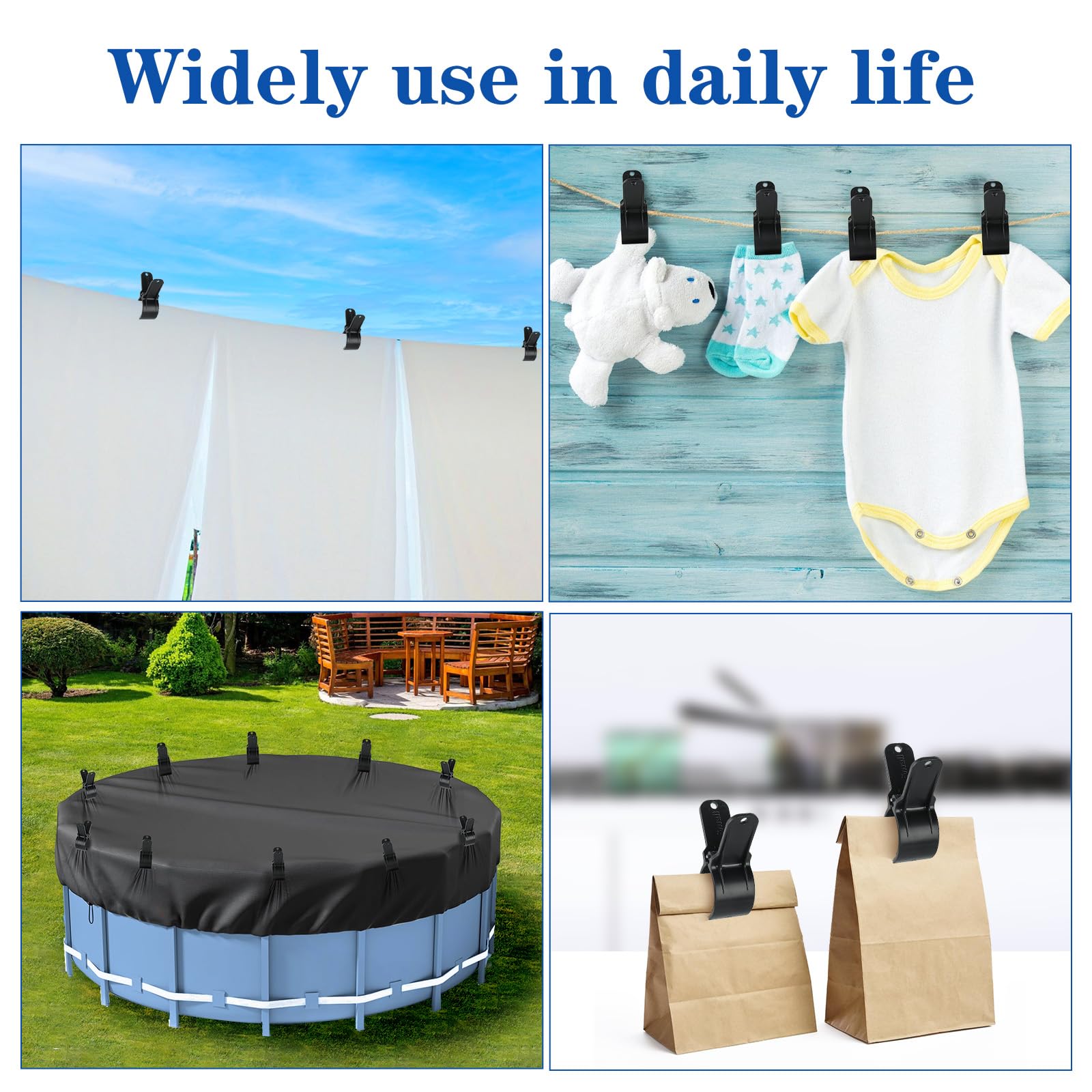 18 abrazaderas de sujeción para cubiertas de piscina, abrazaderas de gran envergadura y resorte con fuerte fuerza de tensión, accesorios Siloplane