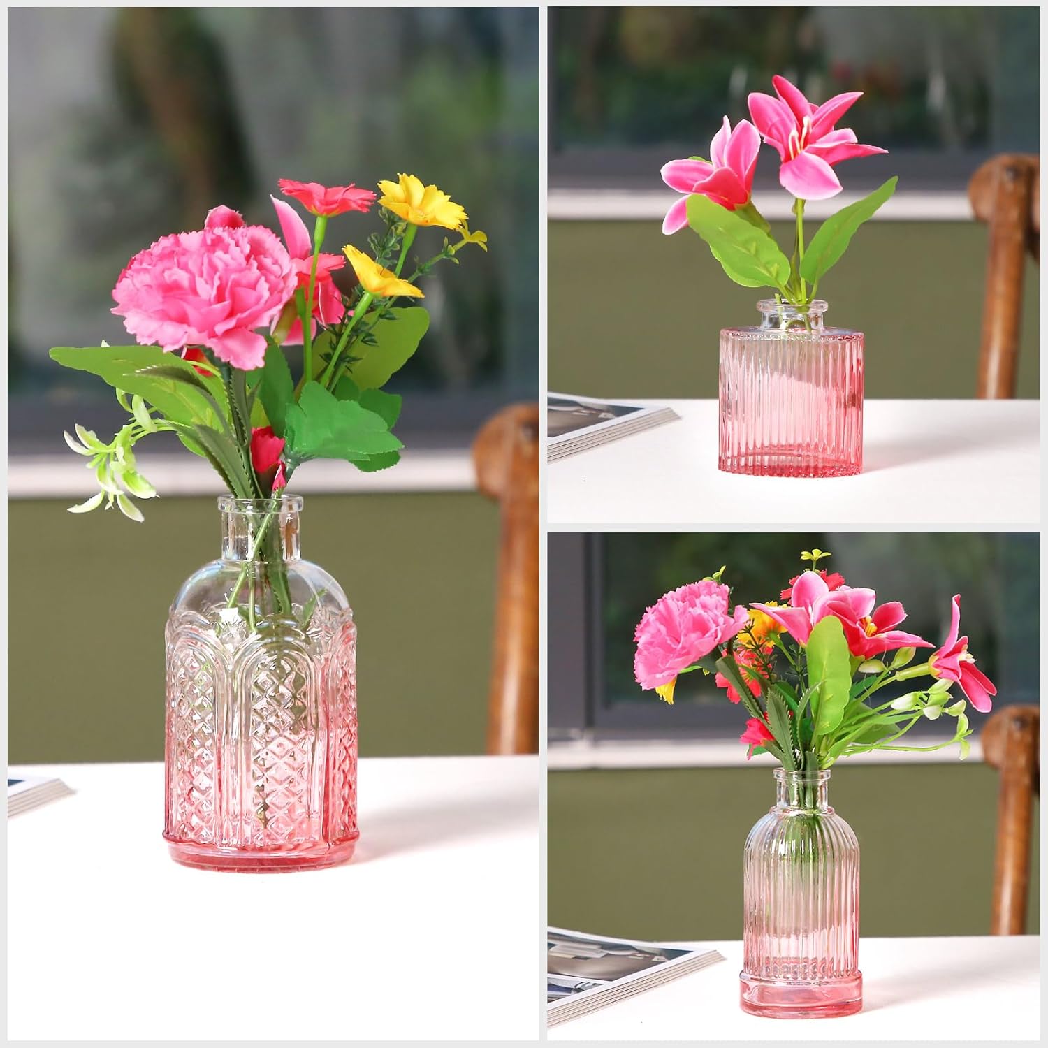 60 Pcs Glass Bud Vases in Light Piink and Light Rose red,Small Glass Vases for Flowers as Wedding Centerpieces for Tables,Flower Vases Suitble for Wedding Decorations,Home Decor,Party Decorations,Gift