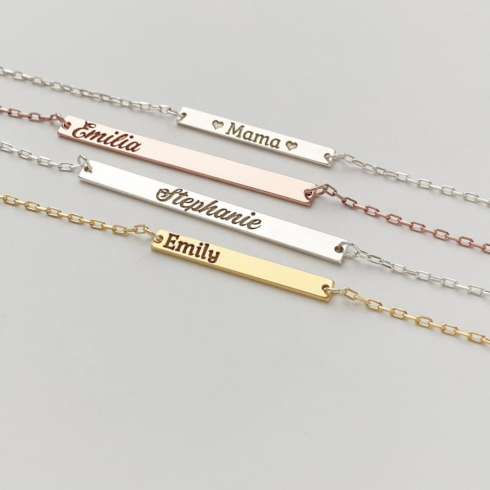 Personalizzato argento sterling barra collana nome coordinata gioiello Festa della Mamma