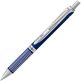 Pentel Energel Alloy Retractable Liquid Gel Pen, (0.7mm) Medium Line, Navy Blue Barrel, Black Ink, 1 Pack (BL407CBPA) – view 2