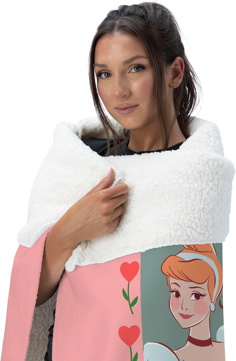 Disney Besties Throw Blanket, Silk Touch Sherpa, Featuring Cinderella, Belle & Tiana, Soft Cozy Fleece for Girls Bedroom, Sleepovers & Movie Nights, 50x60 Inch