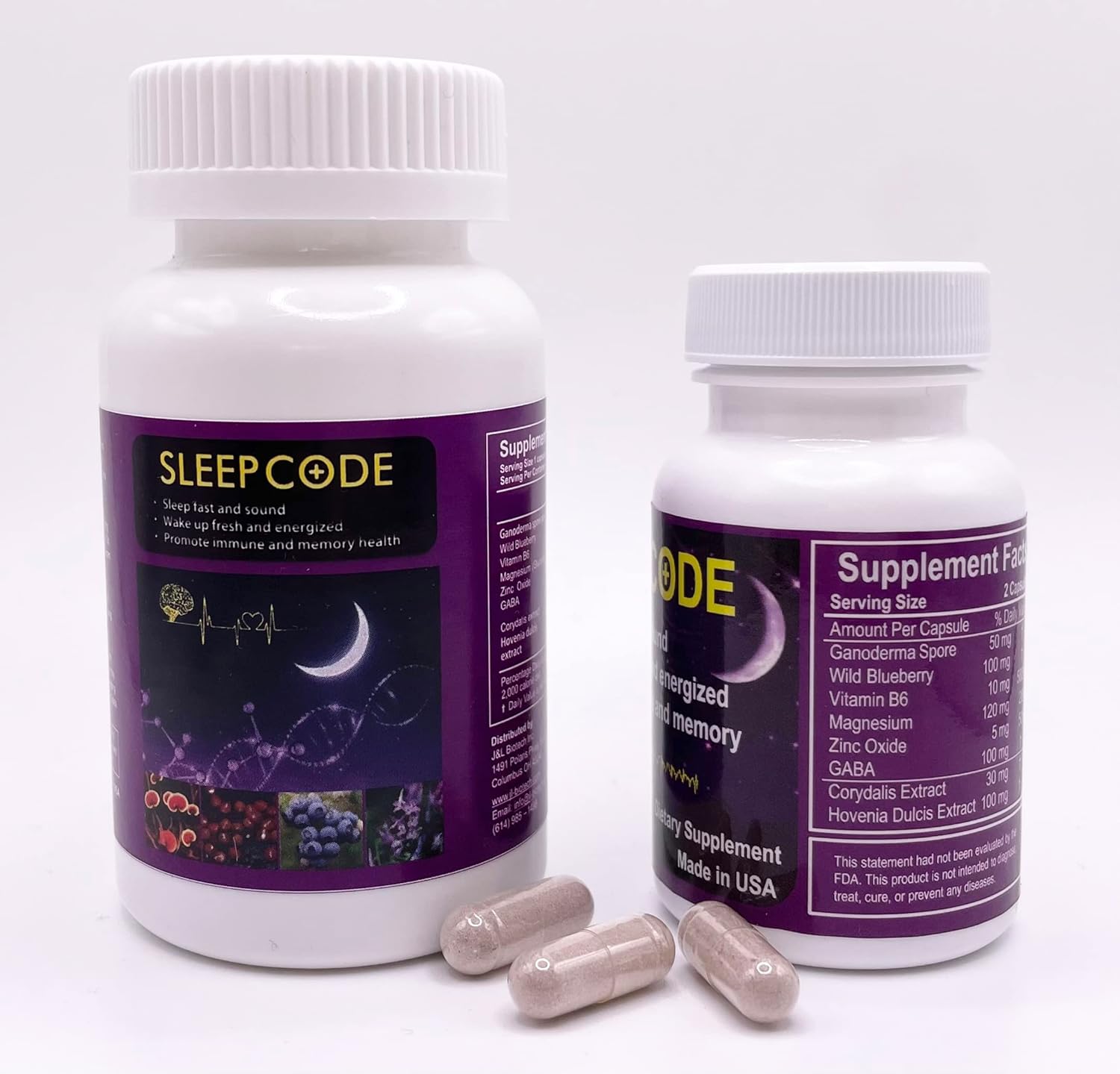 SLEEPCODE J&L Natural Supplement for Fast and Relax Sleep (60 Capsules)-L8