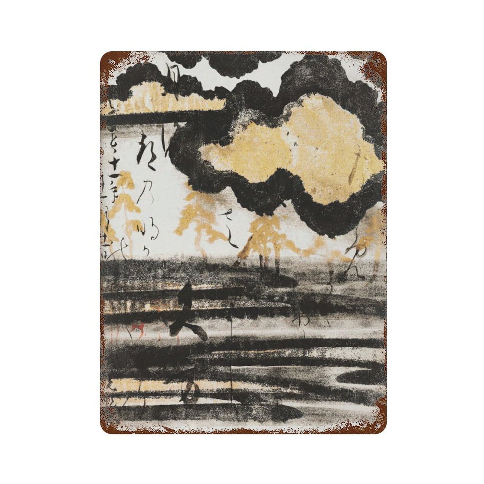 xiaoxiaoshen Japanese Poem-card Aesthetic Home Decor Wall Decor Art Metal Tin Poster Modern Home Decor Art Home Bar Shop Decorations Vintage Sign 40x30cm