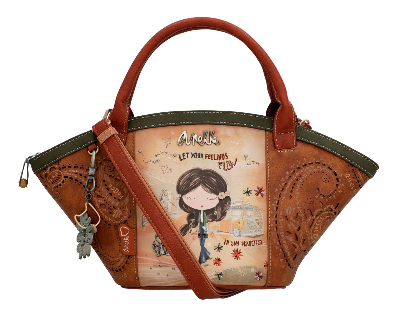 Anekke - Shopper Damen - Tasche aus Polyester mit 2 Griffen und Schulterriemen - Reißverschluss - Zubehör und Accessoires für Damen - Maße 41 x 19 x 13 cm