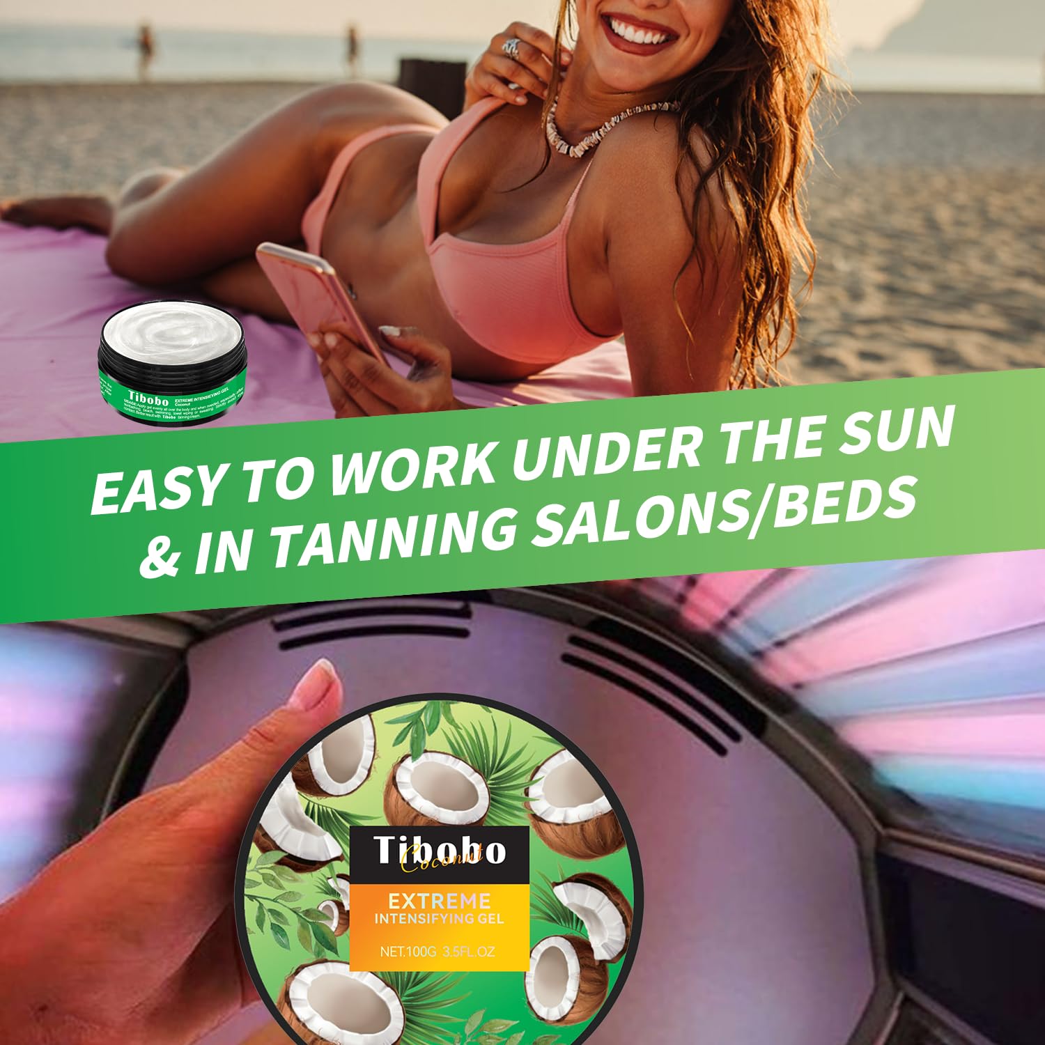Sunbed Tanning Accelerator, 100gl Tanning Moisturiser Gel, Extreme Intensifying Sunbed Cream Accelerator with Natural Formula - Image 3