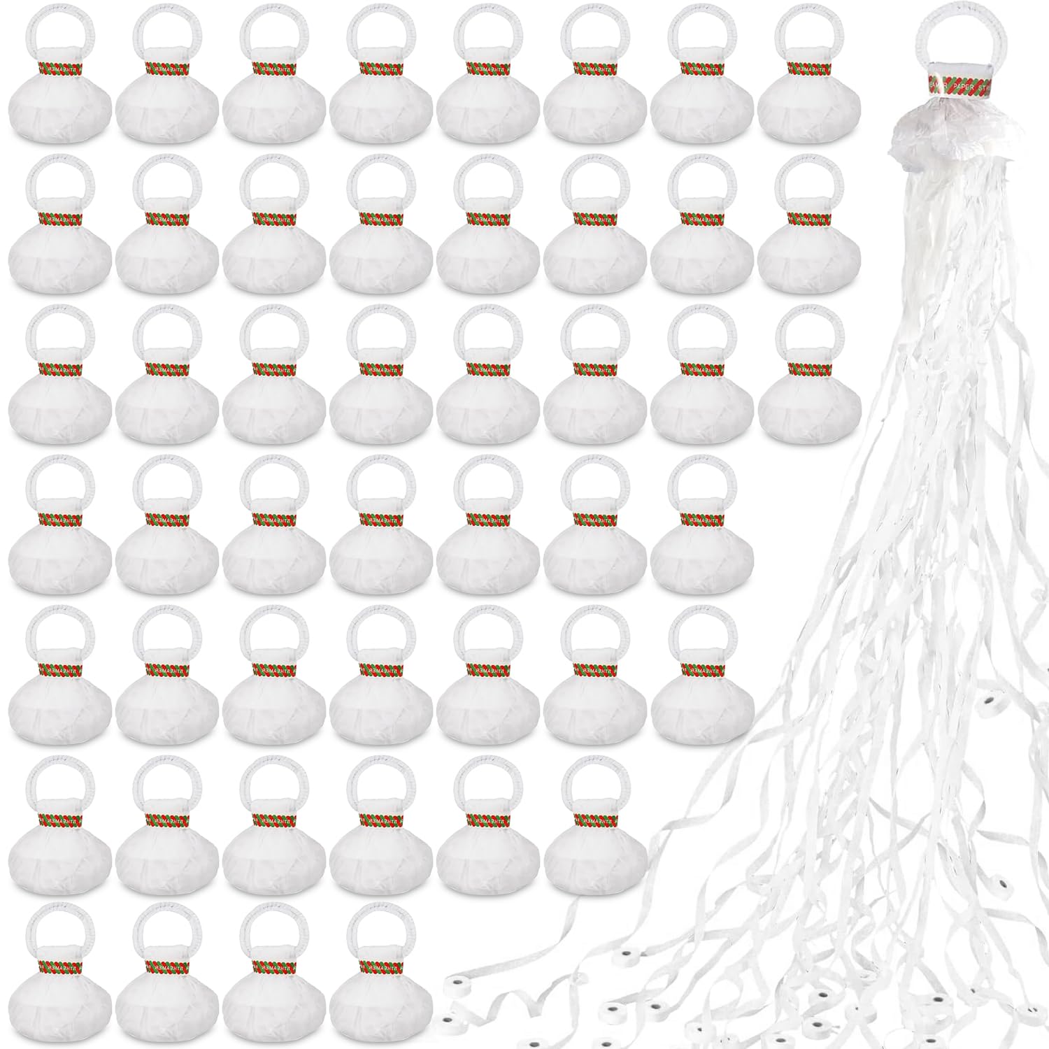 50 Pcs Hand Throw Streamer Poppers White No Mess Confetti Poppers Party Poppers Confetti Streamers for Wedding Birthday Graduation Party Celebrations