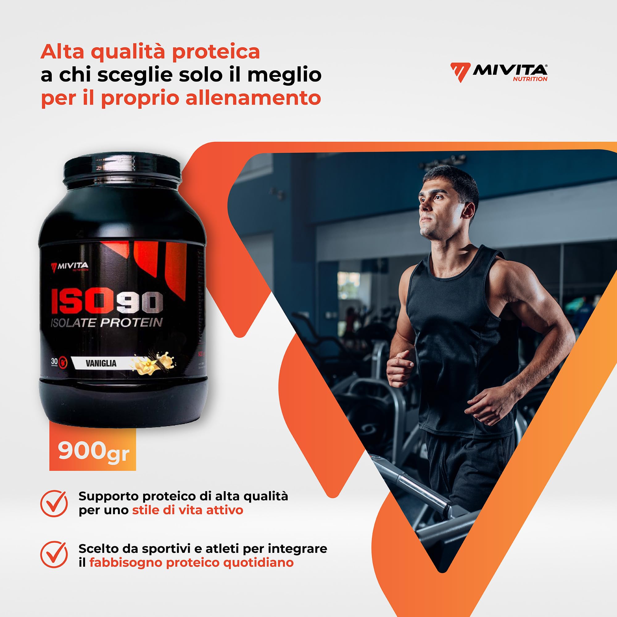Mivita - ISO 90 Isolate Protein 900 g – Proteine Isolate in Polvere 90% – Proteine del Siero del Latte Isolate – Senza Zuccheri e Glutine – Con Zinco e Vitamina B6 (Vaniglia)