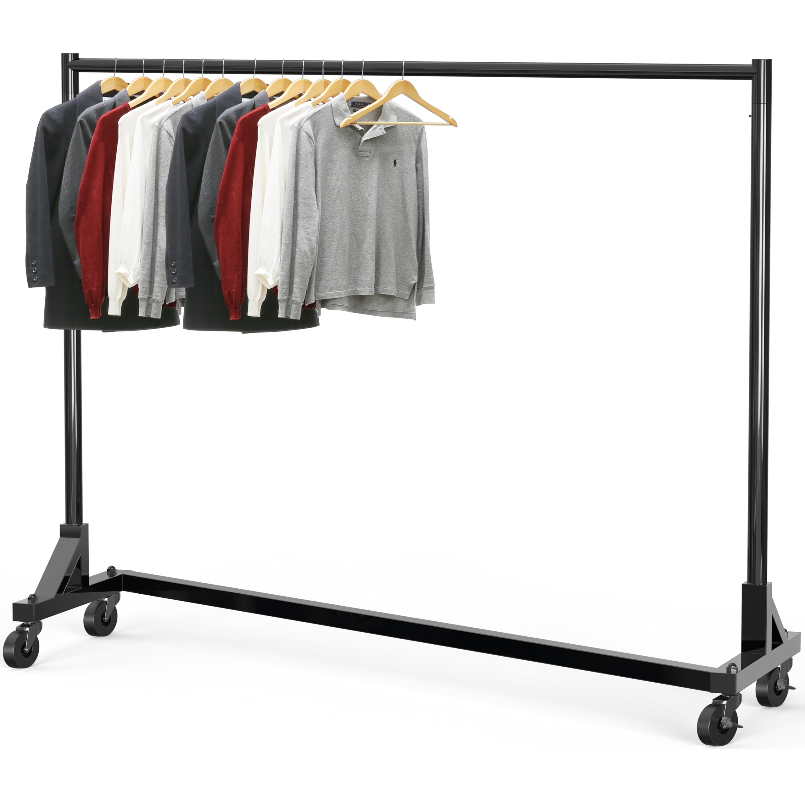 Simple Houseware Industrial Grade Z-Base Garment Rack, 500lb Load with 63 Inches Extra Long Bar, Black