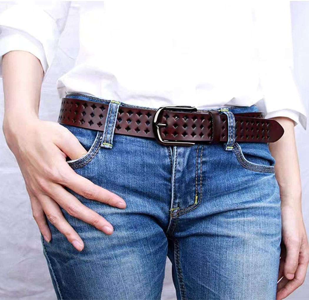 Hollow Leather Belts for Women, Soft Leather Womens Belts with Pin Buckle - Image 6