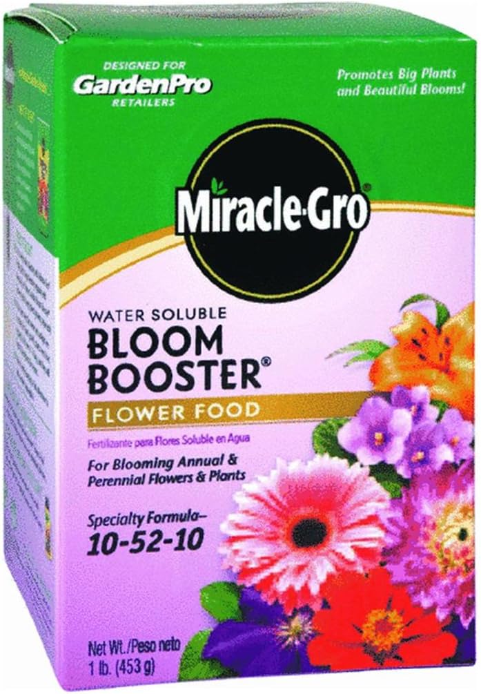 Miracle-Gro Water Soluble Bloom Booster Flower Food 1 lb - Huge Blooms, Big Plants, No-Burn Dual Feed Formula
